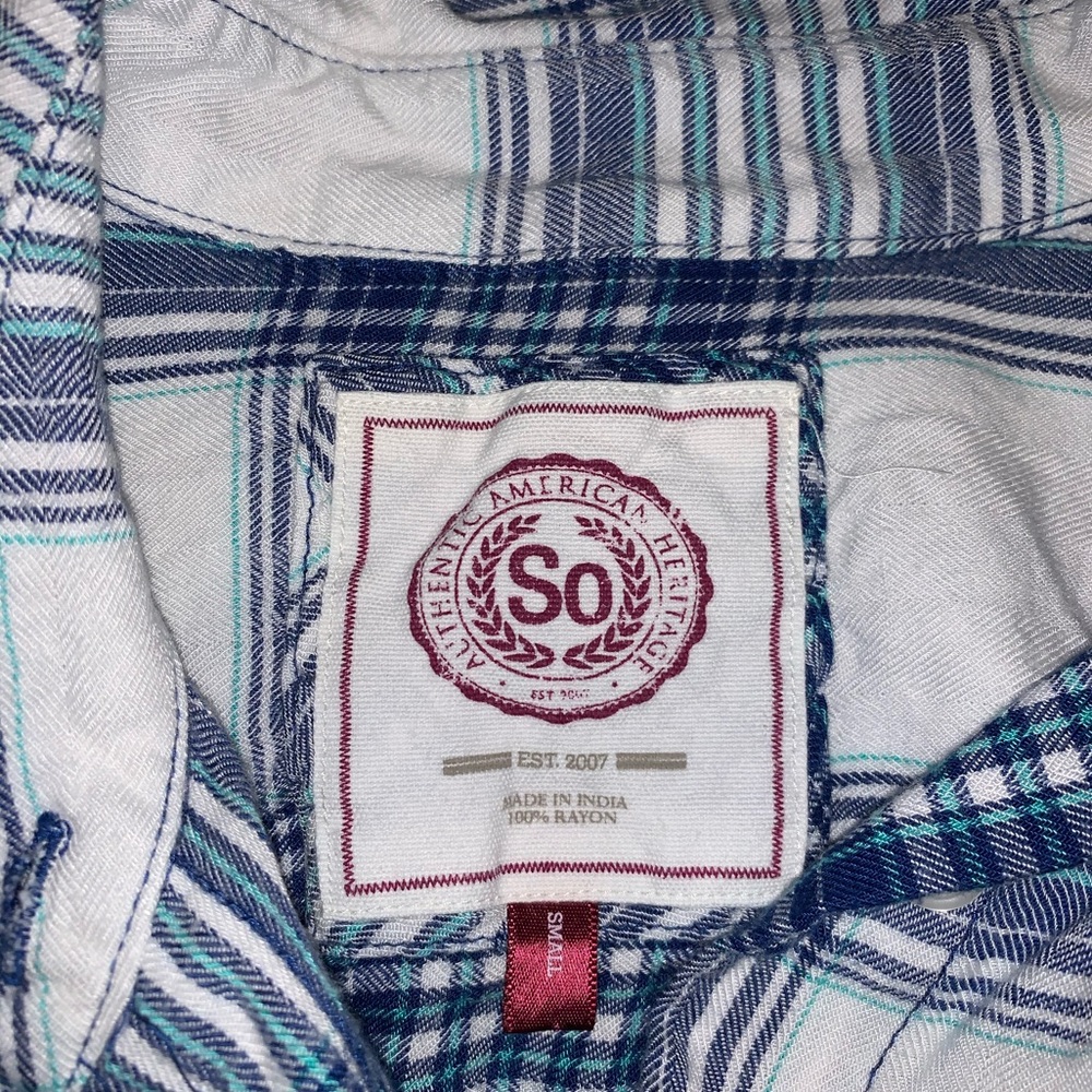 So // White & Blue Flannel - Picture 5 of 6